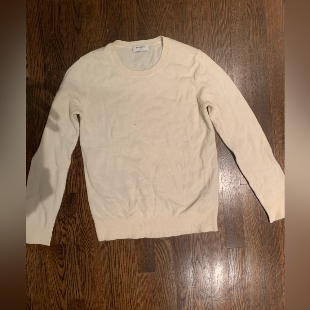 Artizia Babaton label cream 100% cashmere crewneck sweater